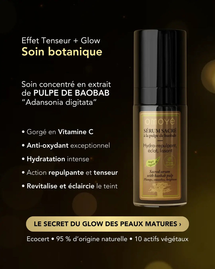 Sérum naturel botanique vitamine C, pulpe de baobab, repulpant, hydratant, tenseur