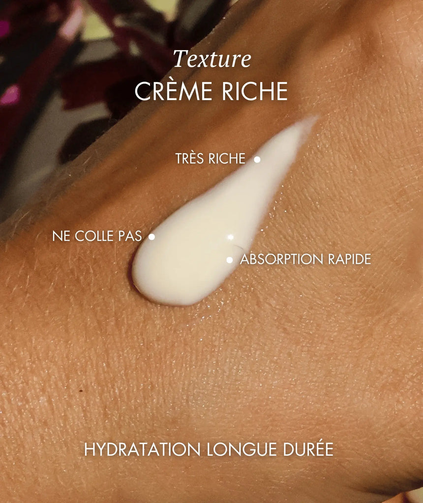 texture crème riche omoyé hydratation intense non collante peau sèche absorption rapide soin visage nourrissant