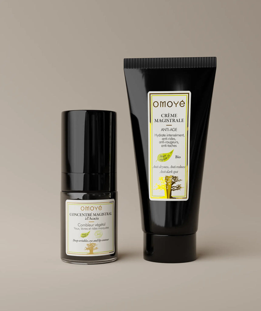 soins anti-âge omoyé crème magistrale concentré acacia rides taches rougeurs peau mature duo bio naturel