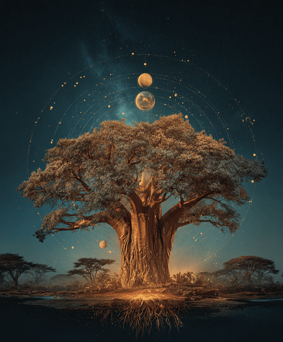 Le baobab du Zodiaque du Chaman sous les astres